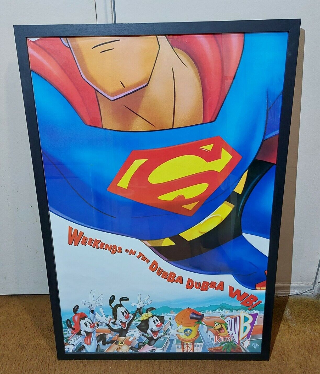 Superman Tas Animaniacs Kids Wb 27x40 Poster Rare 1997 Weekends Double Sided Htf