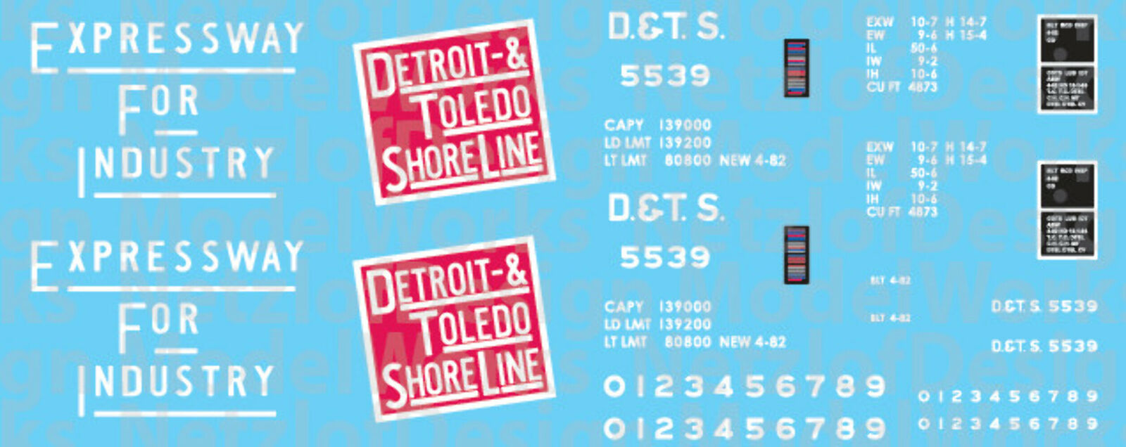 S Scale (1:64) - Detroit, Toledo And Shore Line 50' Box Car Decals