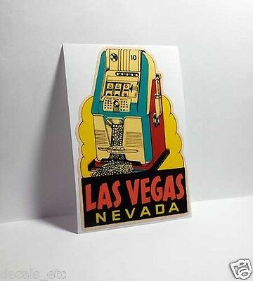 Las Vegas Slot Machine Vintage Style Travel Decal / Vinyl Sticker, Luggage Label
