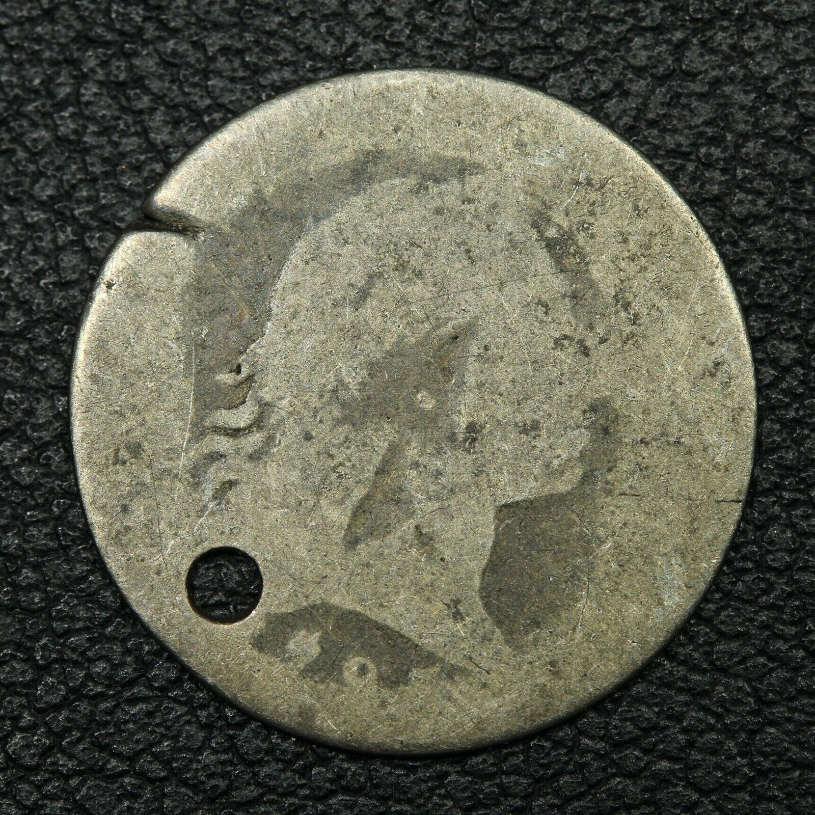 1795 Flowing Hair Silver Half Dime - Holed & Damaged