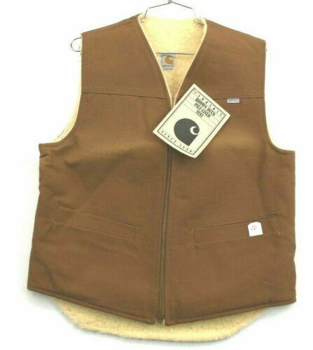 Vintage Nos Carhartt Brown Duck Pile Lined Heavy Duty Union Usa Made Vest 6sv