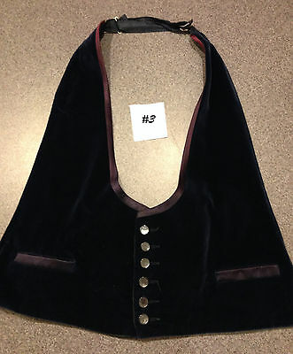 Navy Blue Velvet Vest - Damaged - Vintage - 70s - One Size Fits Most