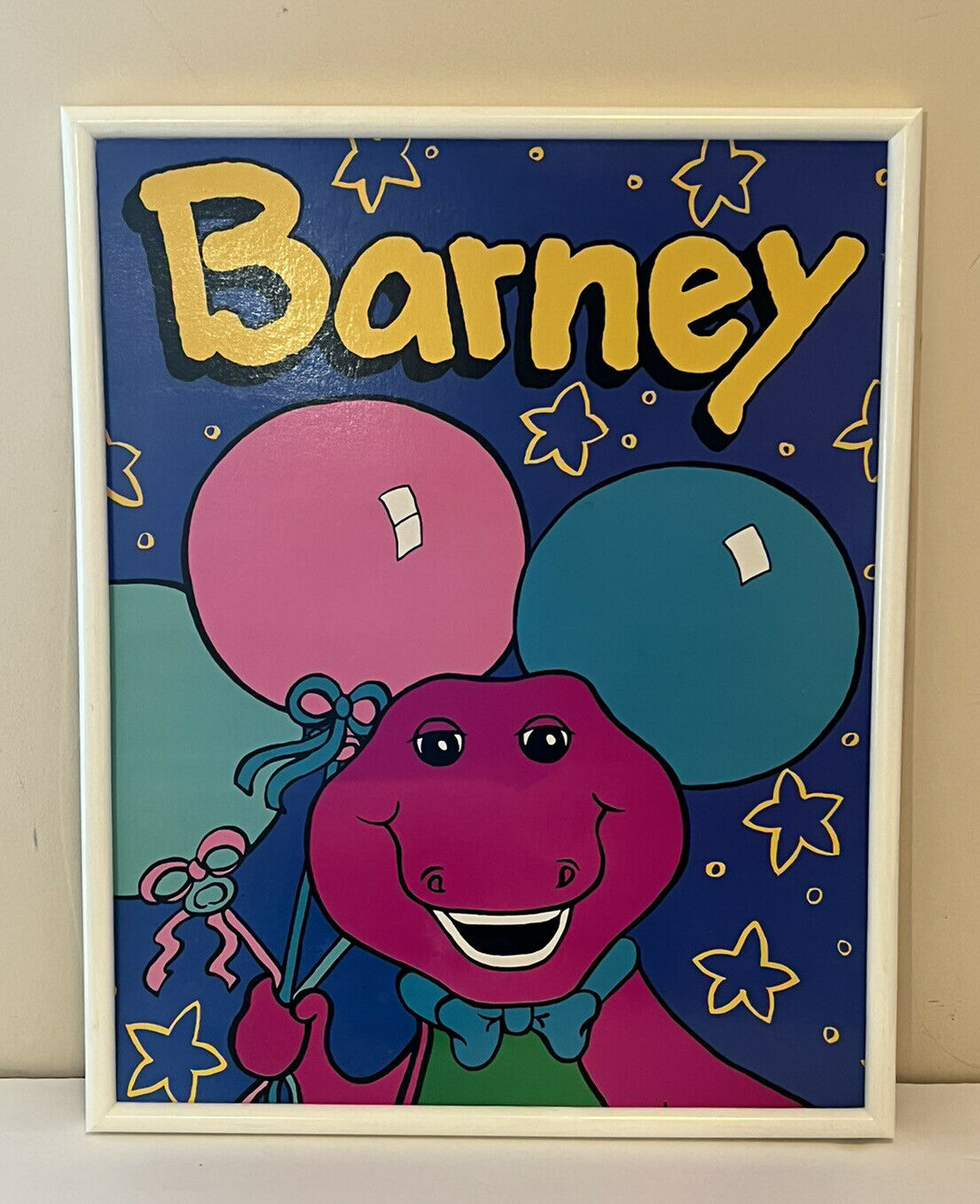 Barney The Purple Dinosaur Poster Plastic Frame 16"x20" Vintage Decor Cardboard
