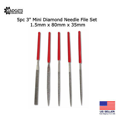 5pc 3" Diamond Needle File Set 1.5mm X 80mm X 35mm Carving Ceramics Tile Glass