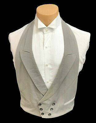 Men's Vintage Dove Grey Double Breasted Tuxedo Vest Morning Dress Costume Medium
