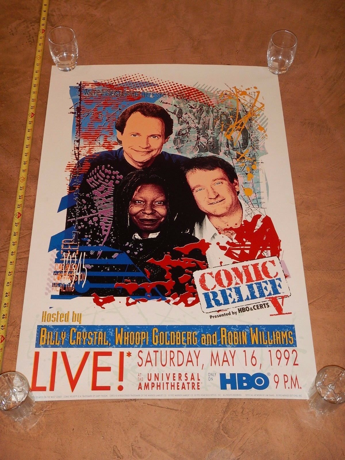 1992 Hbo Comic Relief Robin Williams, Crystal, Goldberg Litho Poster Jim Evans