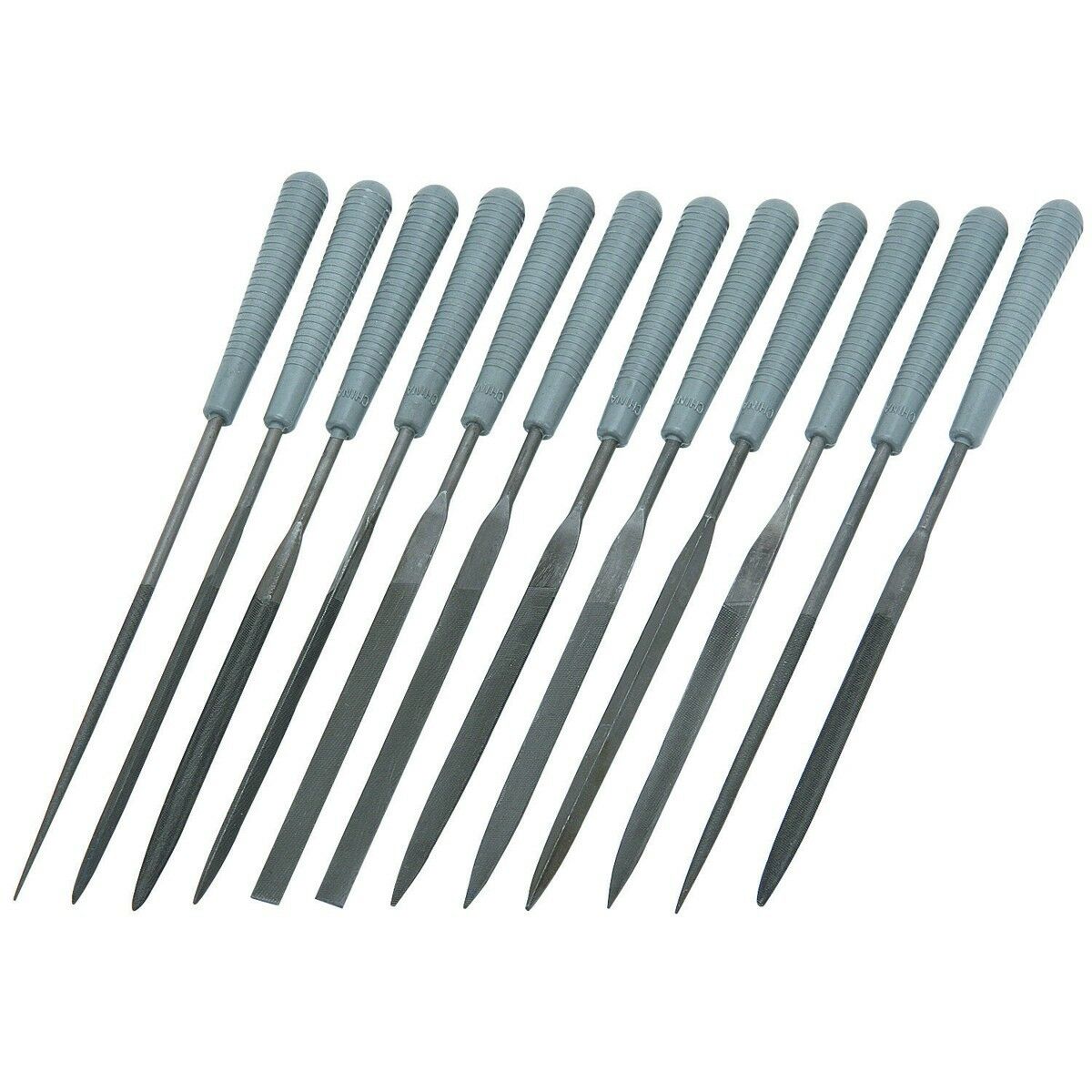 12 Piece Mini Smal Precision Needle File Set  Assorted Shaped Poly Handles