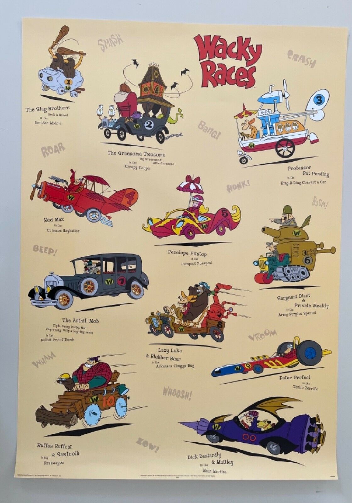 Wacky Races,rare Authentic 1990’s Poster