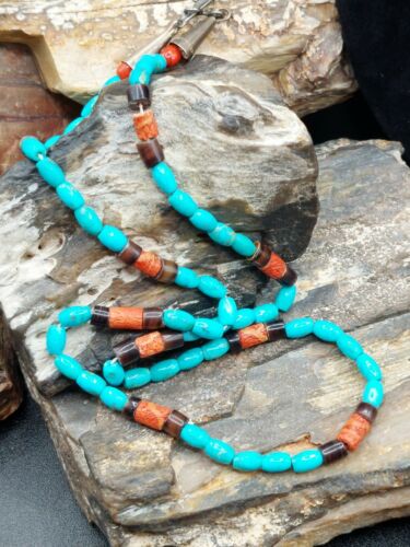 Southwestern Turquoise Coral Shell Heishi Bead Necklace Native Fetish Tribal Lot