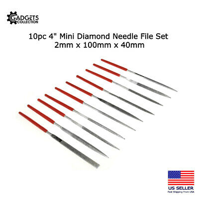 10pc 4" Mini Diamond Needle File Set 2mm X 100mm X 40mm Ceramics Tile Glass