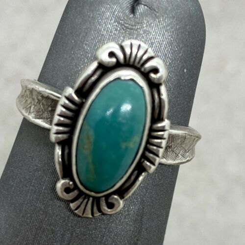 Vintage Sterling Silver Turquoise Ring Size 5.25
