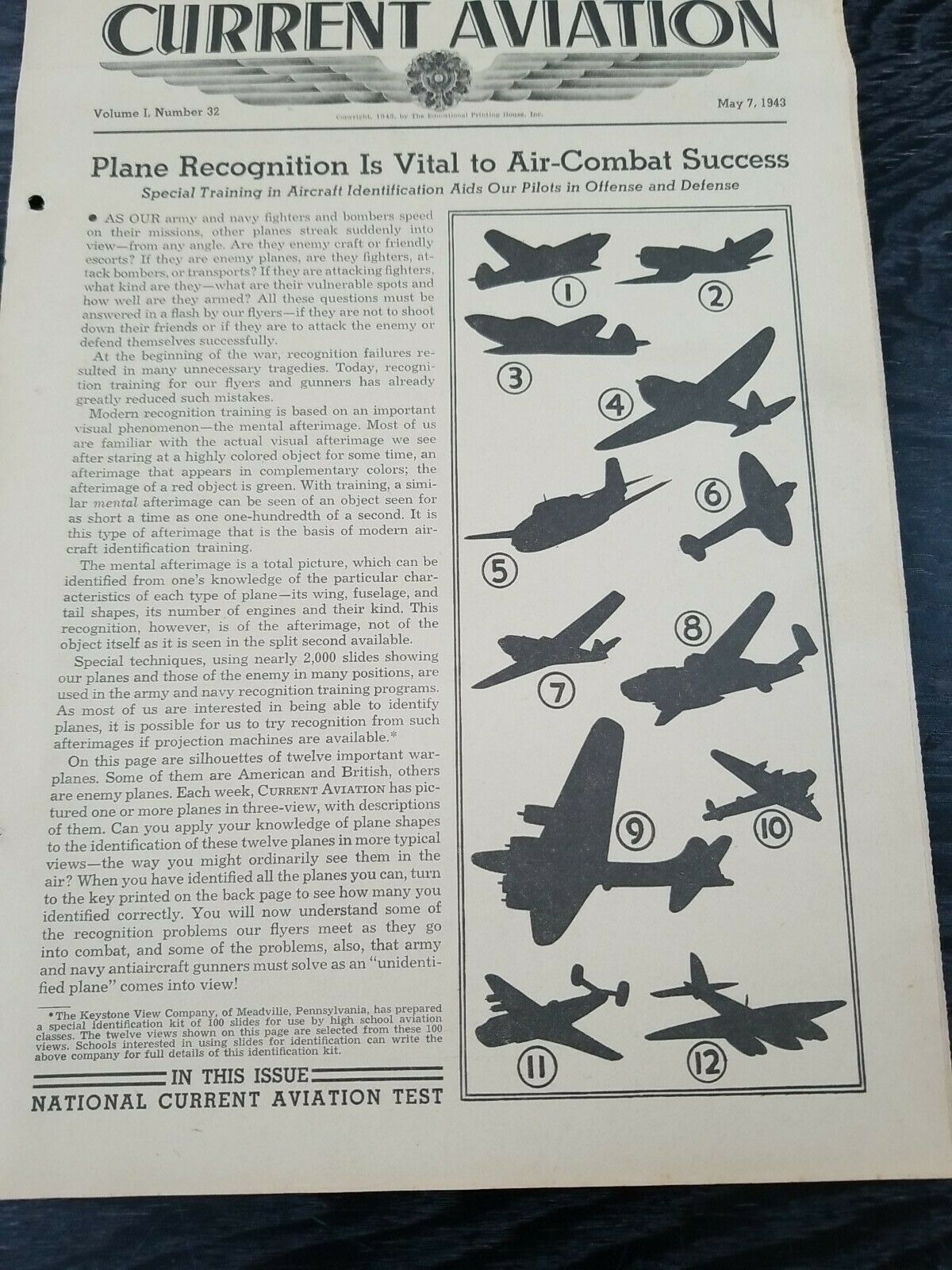1943 Ww2 Current Aviation Magazine 05/07/43 Vol. 1 #32 National Aviation Test