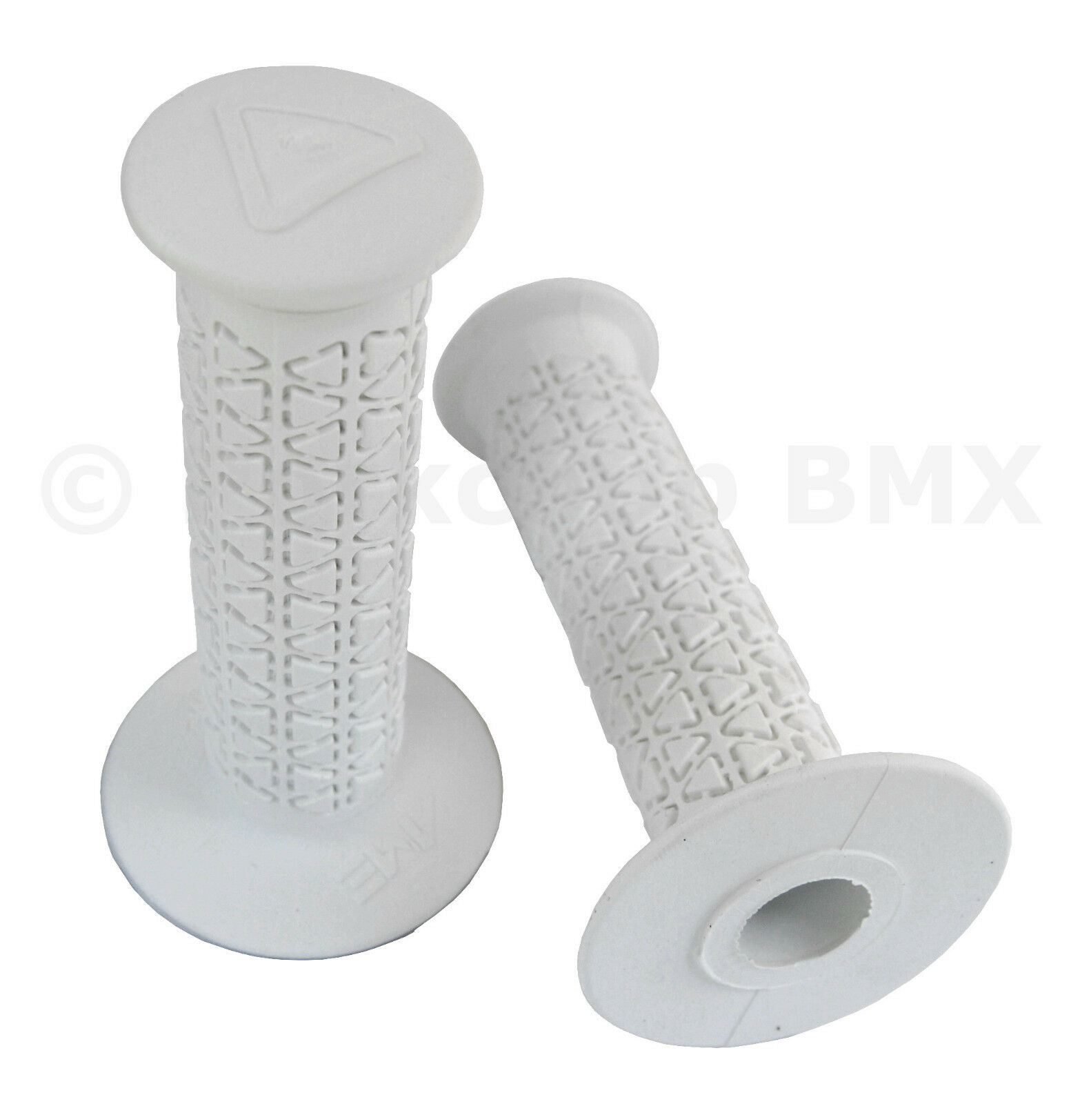 Ame Old School Bmx Rounds Bicycle Grips - White *made In Usa*