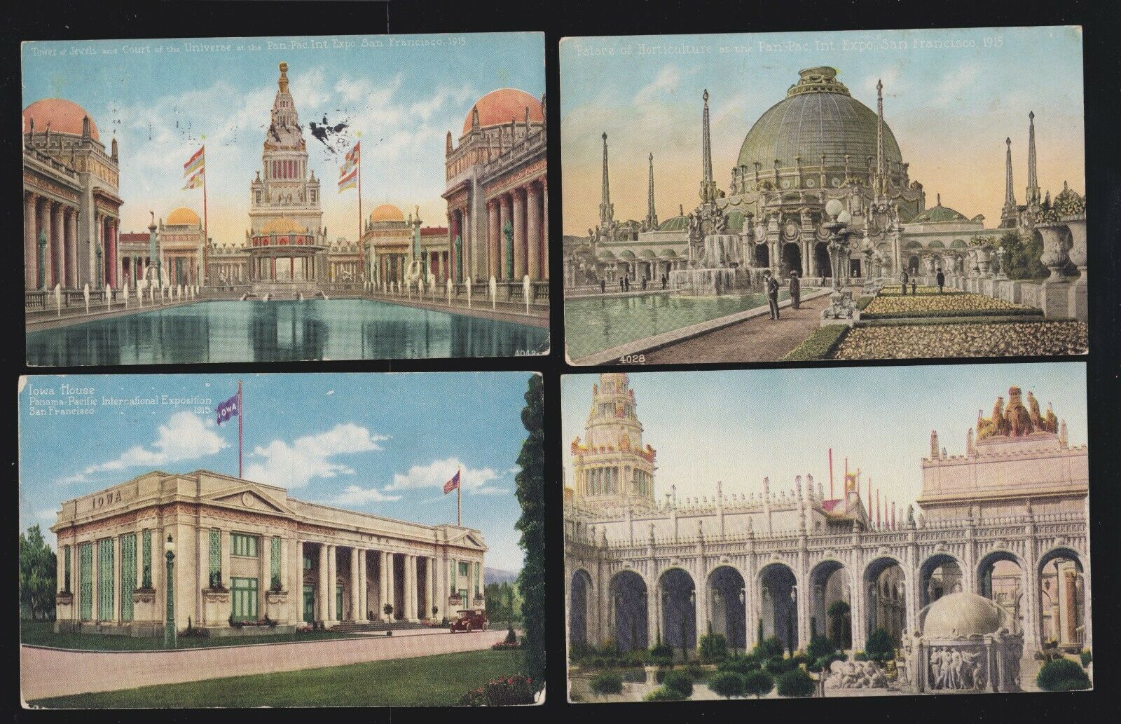 Us 1915  Pan-pacific International Expo Postcards Lot Of 4 (ppie16)