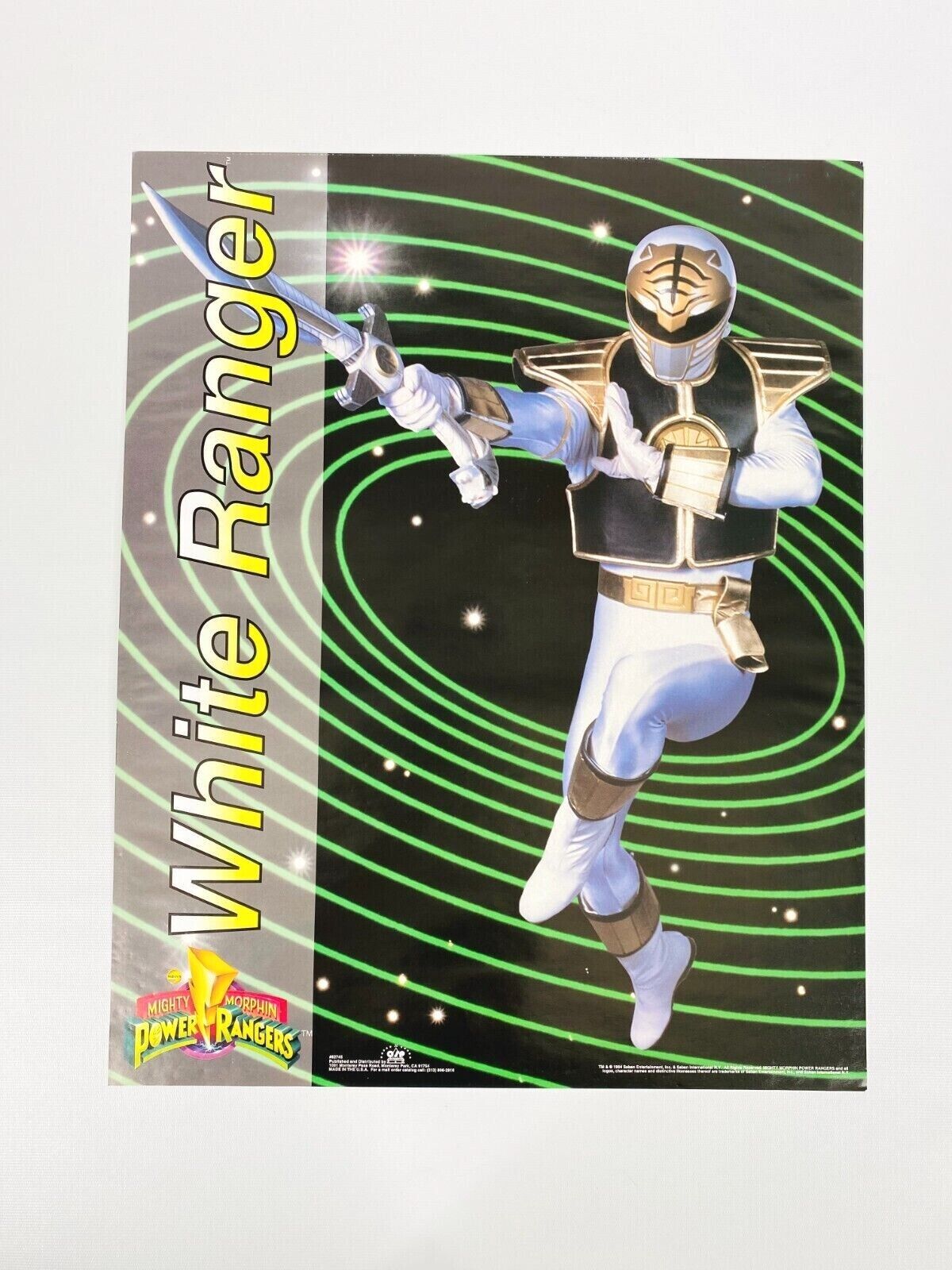 Mighty Morphin Power Rangers White Ranger Vintage Poster 1994 Saban Rare 16x20