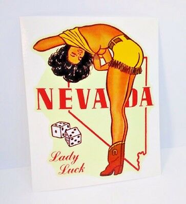 Las Vegas Nevada "lady Luck" Pinup Vintage Style Travel Decal, Vinyl Sticker